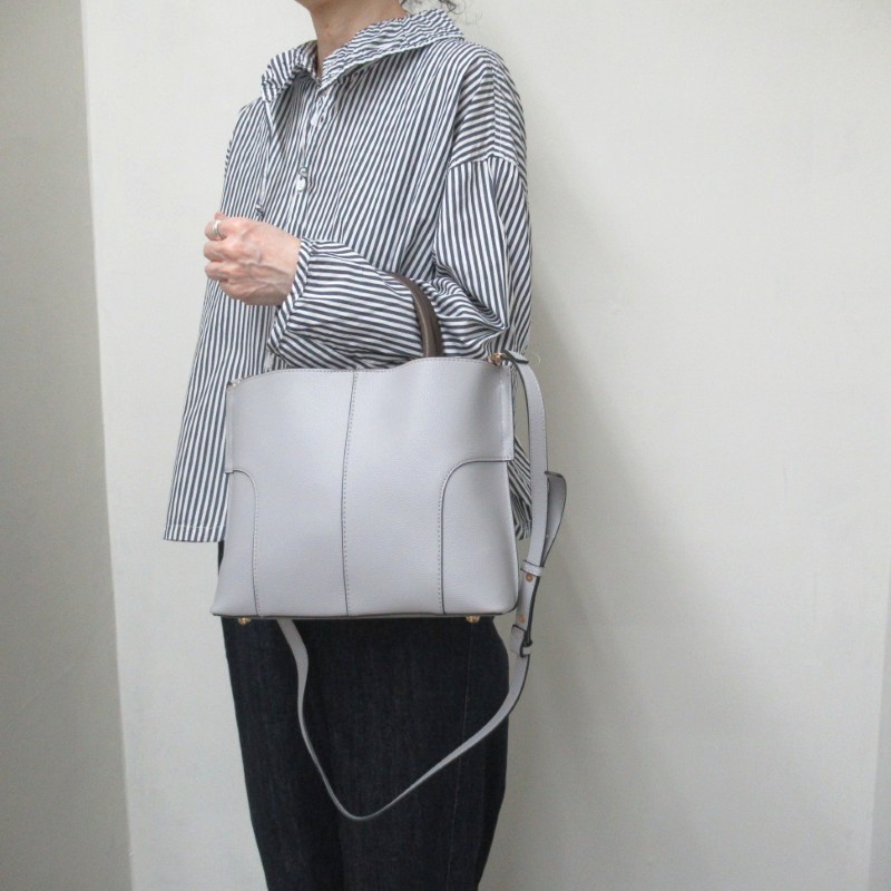 MID GIRL APPLY  ハンドル配色２wayショルダー /GY＃15